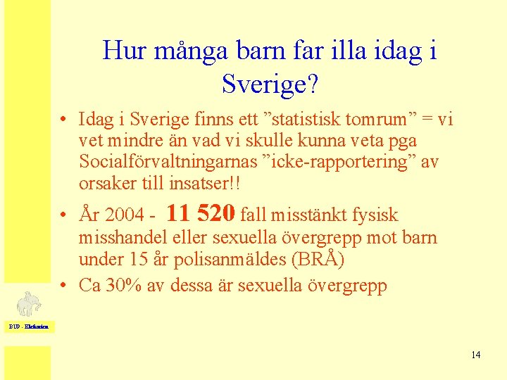 Hur många barn far illa idag i Sverige? • Idag i Sverige finns ett