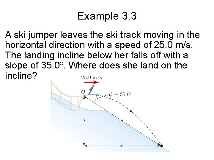 Example 3. 3 A ski jumper leaves the ski track moving in the horizontal