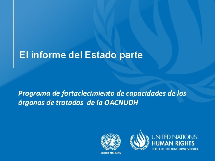 El informe del Estado parte Programa de fortaclecimiento de capacidades de los órganos de