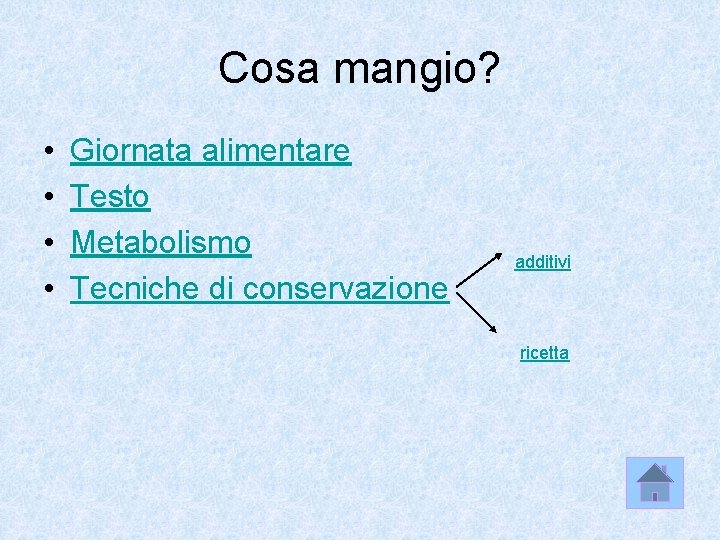 Cosa mangio? • • Giornata alimentare Testo Metabolismo Tecniche di conservazione additivi ricetta 