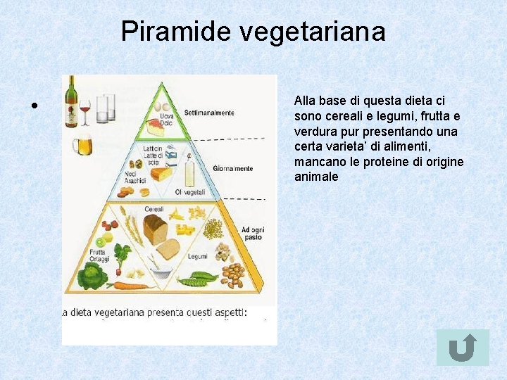 Piramide vegetariana • Alla base di questa dieta ci sono cereali e legumi, frutta