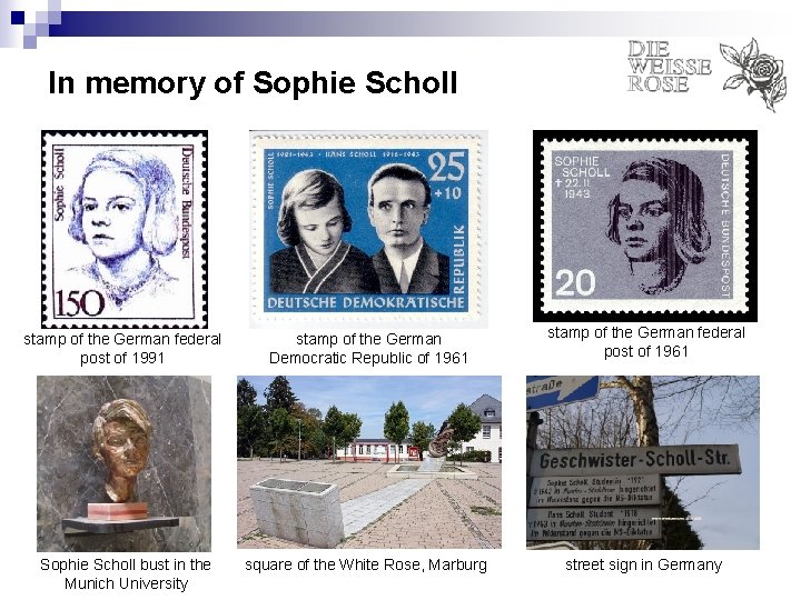 In memory of Sophie Scholl stamp of the German federal post of 1991 stamp