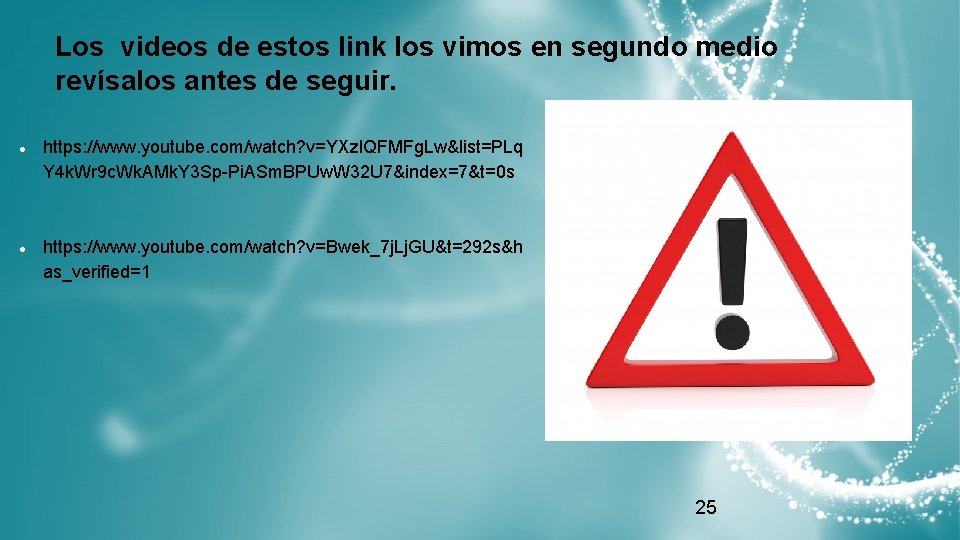 Los videos de estos link los vimos en segundo medio revísalos antes de seguir.