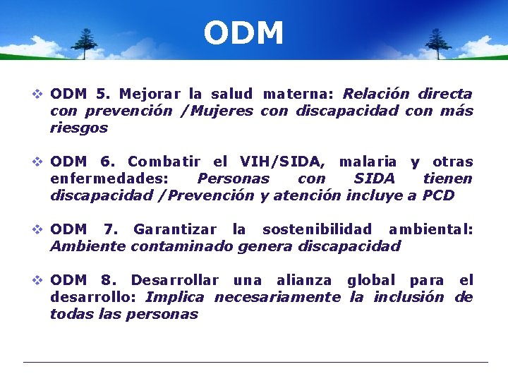 ODM v ODM 5. Mejorar la salud materna: Relación directa con prevención /Mujeres con