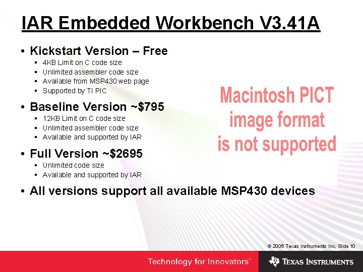 IAR Embedded Workbench V 3. 41 A • Kickstart Version – Free § § IAR Embedded Workbench V 3. 41 A • Kickstart Version – Free § §