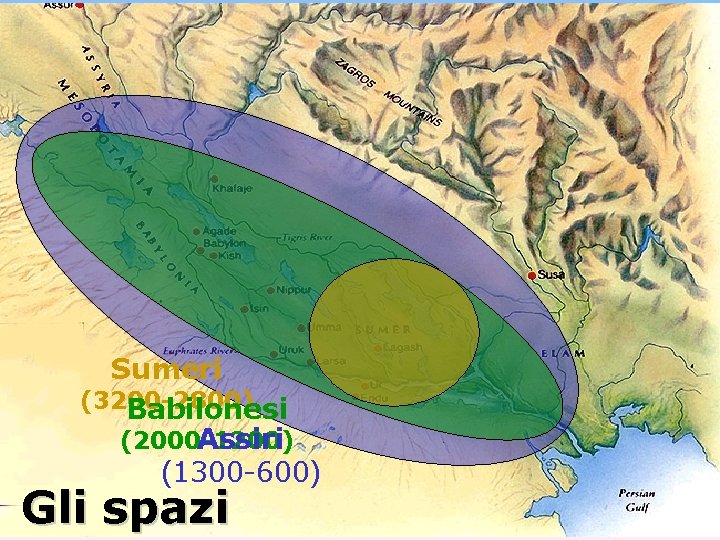 Sumeri (3200 -2800) Babilonesi (2000 -1200) Assiri (1300 -600) Gli spazi Sumeri (3200 -2800) Babilonesi (2000 -1200) Assiri (1300 -600) Gli spazi