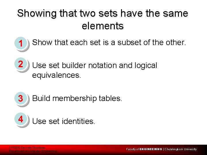 Showing that two sets have the same elements 1 Show that each set is