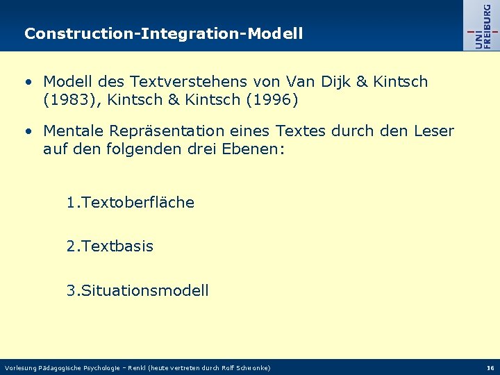 Construction-Integration-Modell • Modell des Textverstehens von Van Dijk & Kintsch (1983), Kintsch & Kintsch