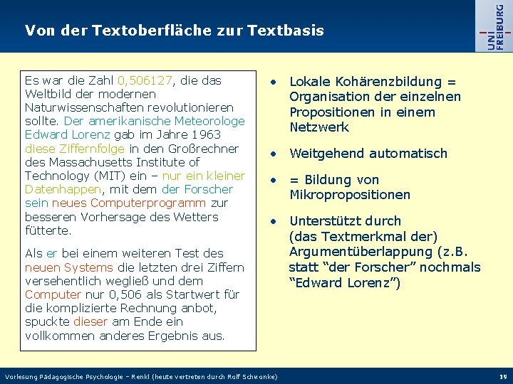 Von der Textoberfläche zur Textbasis Es war die Zahl 0, 506127, die das Weltbild