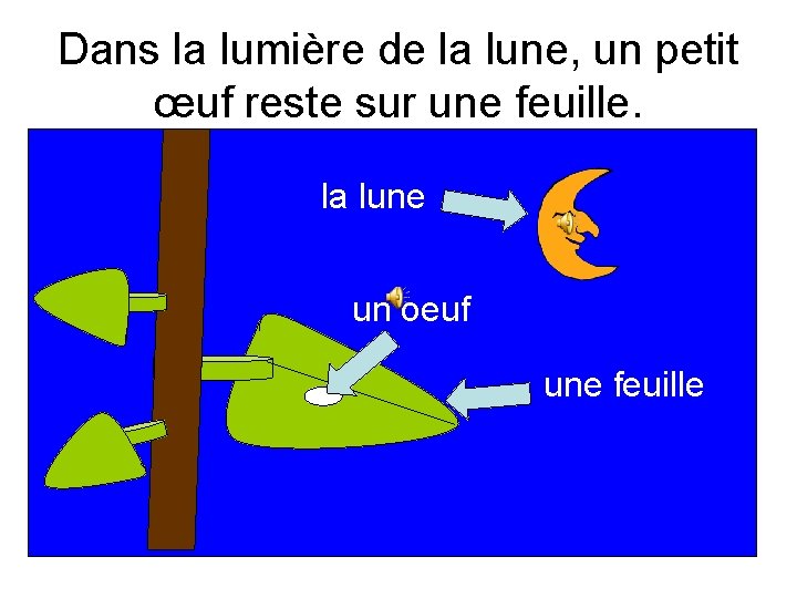 Dans la lumière de la lune, un petit œuf reste sur une feuille. la