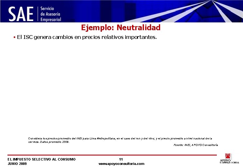 Ejemplo: Neutralidad • El ISC genera cambios en precios relativos importantes. Considera los precios
