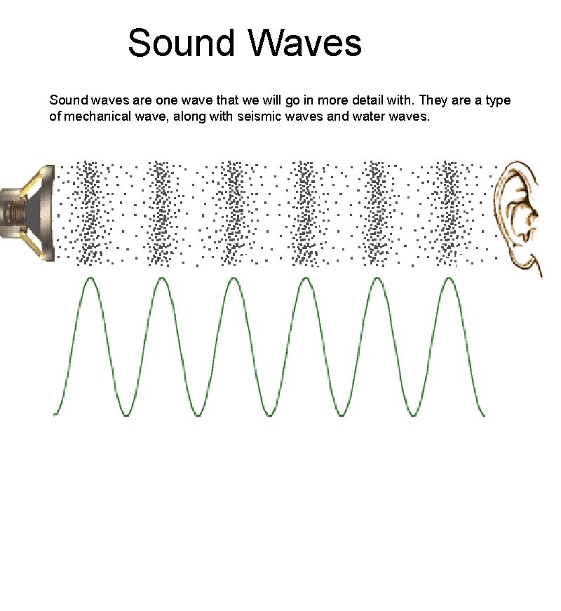 Sound Waves Sound waves are one wave that we will go in more detail