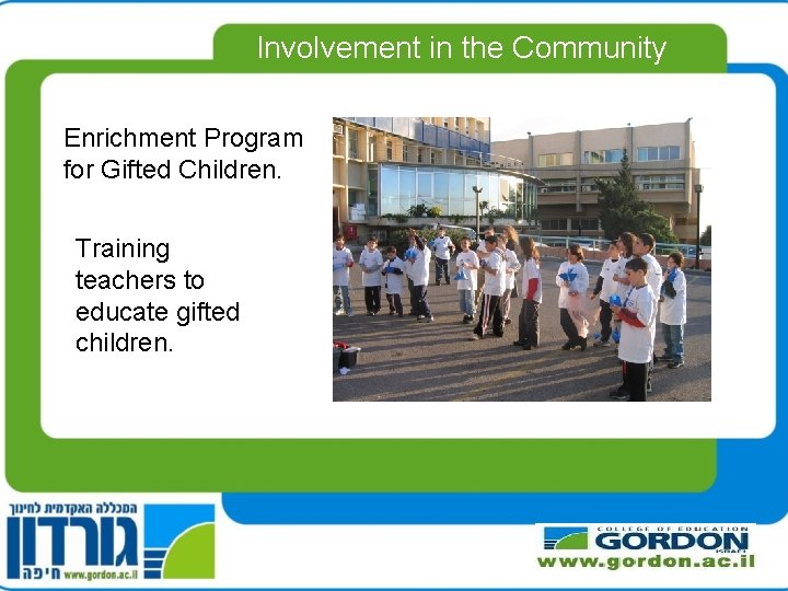 Involvement in the Community Enrichment Program for Gifted Children. Training teachers to educate gifted