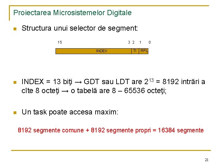 Proiectarea Microsistemelor Digitale n Structura unui selector de segment: 15 3 2 1 0