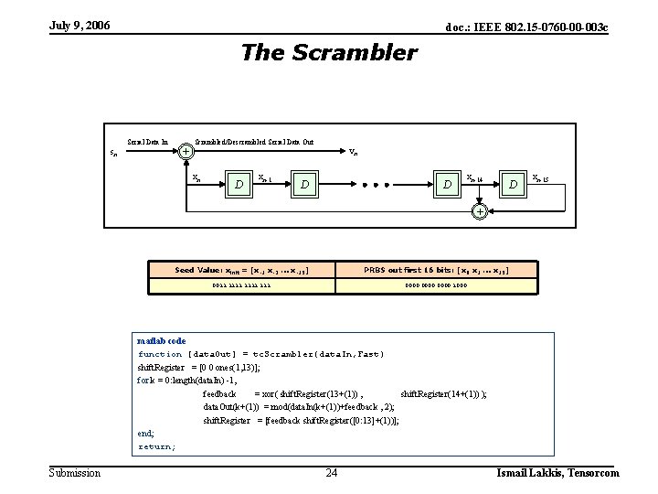 July 9, 2006 doc. : IEEE 802. 15 -0760 -00 -003 c The Scrambler