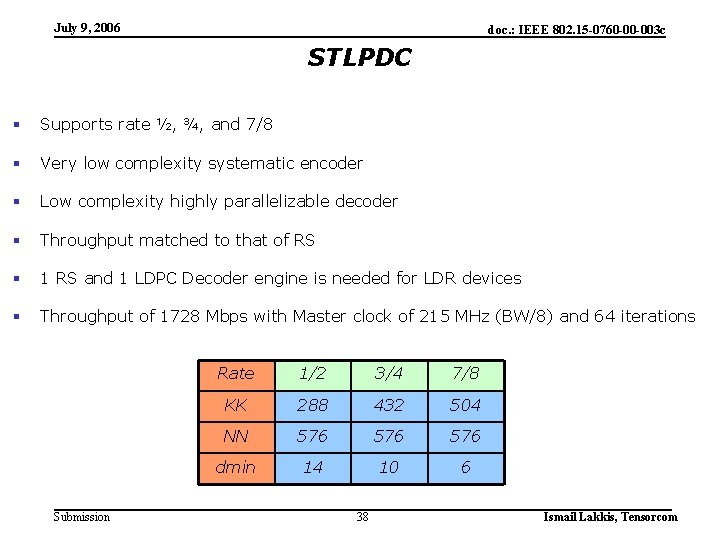 July 9, 2006 doc. : IEEE 802. 15 -0760 -00 -003 c STLPDC §