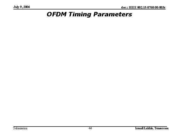 July 9, 2006 doc. : IEEE 802. 15 -0760 -00 -003 c OFDM Timing
