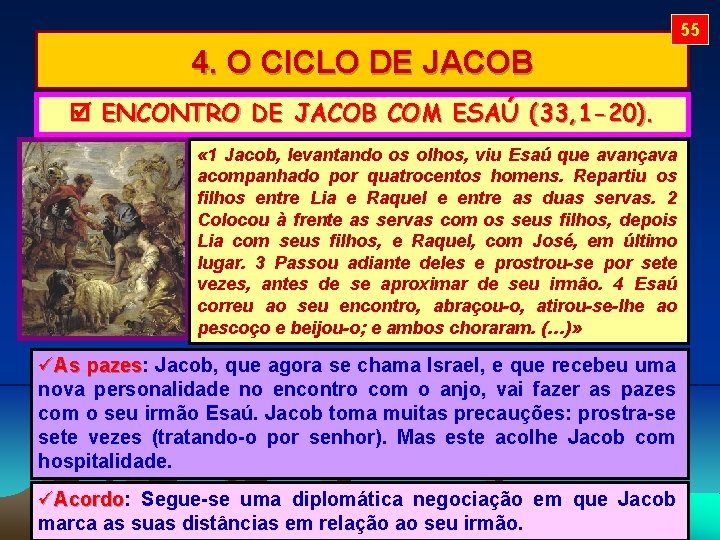 55 4. O CICLO DE JACOB ENCONTRO DE JACOB COM ESAÚ (33, 1 -20).