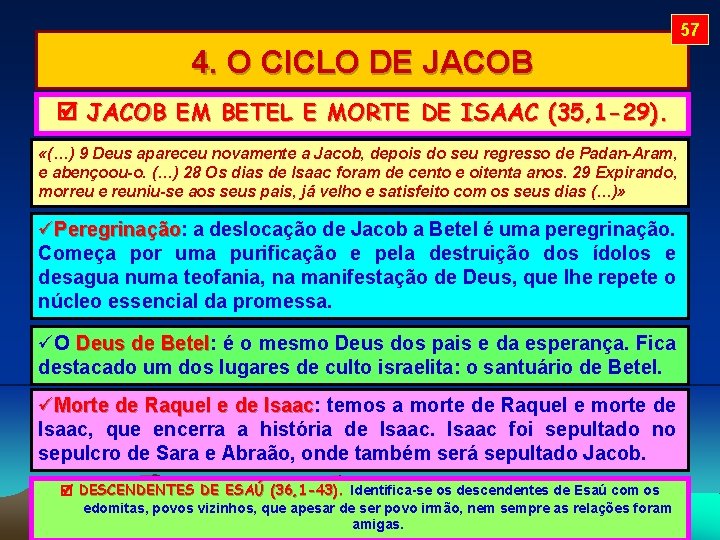 57 4. O CICLO DE JACOB EM BETEL E MORTE DE ISAAC (35, 1