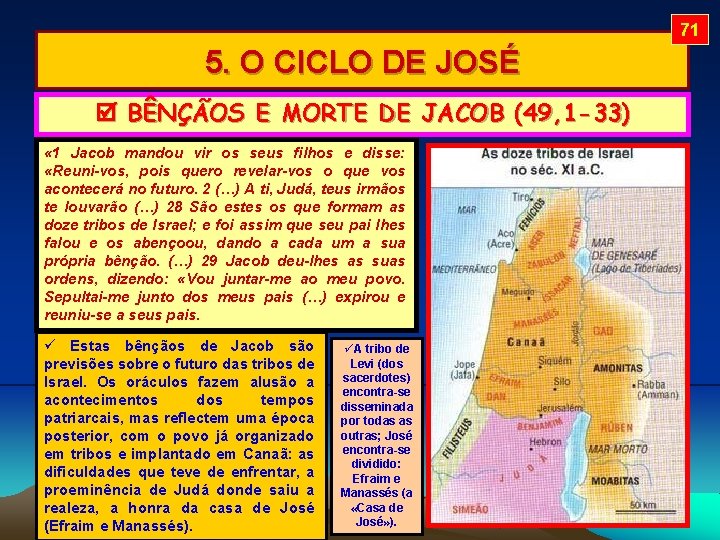 71 5. O CICLO DE JOSÉ BÊNÇÃOS E MORTE DE JACOB (49, 1 -33)