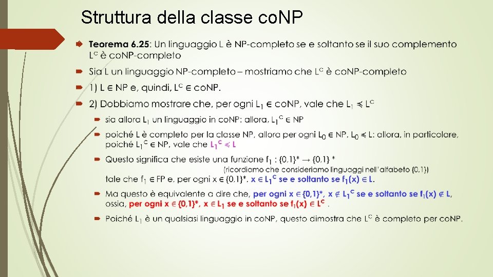 Struttura della classe co. NP 