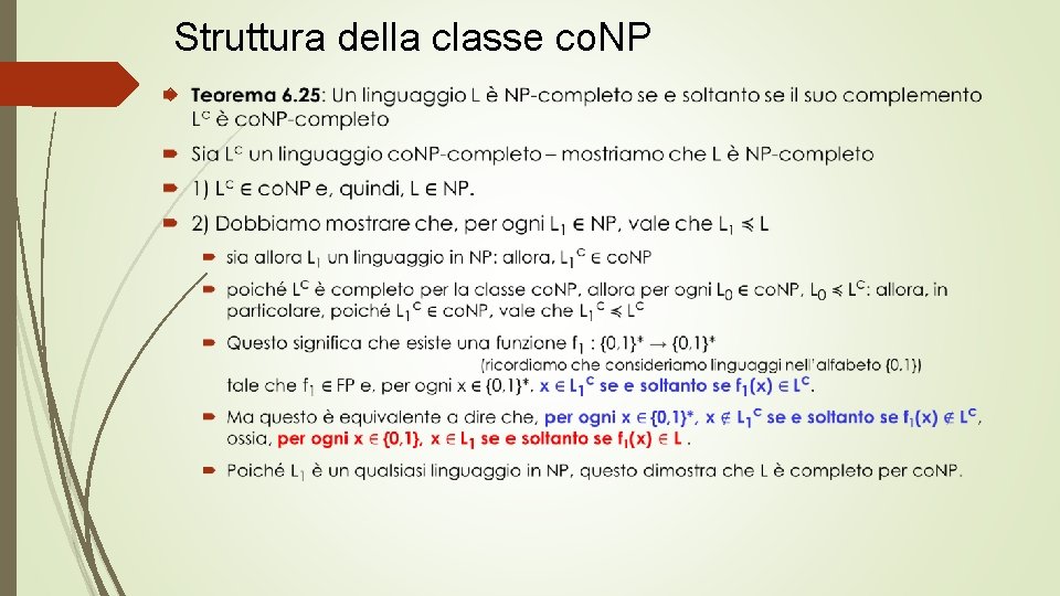 Struttura della classe co. NP 