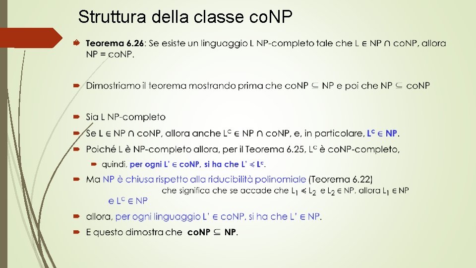 Struttura della classe co. NP 