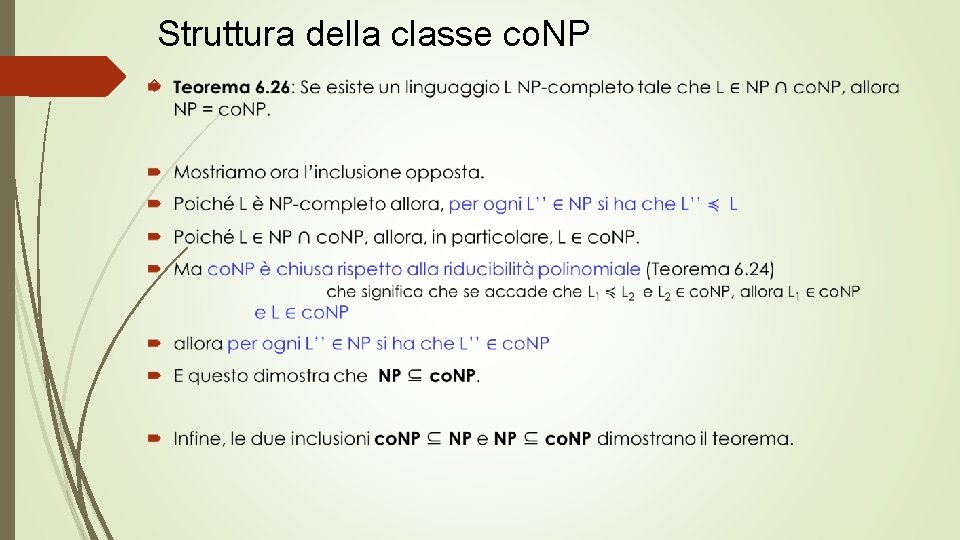 Struttura della classe co. NP 
