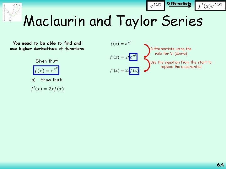  Differentiate Maclaurin and Taylor Series You need to be able to find and