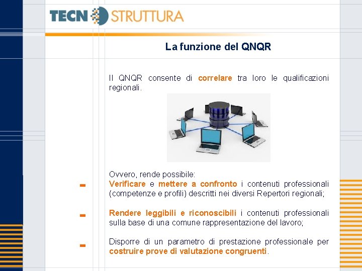 La funzione del QNQR Il QNQR consente di correlare tra loro le qualificazioni regionali.