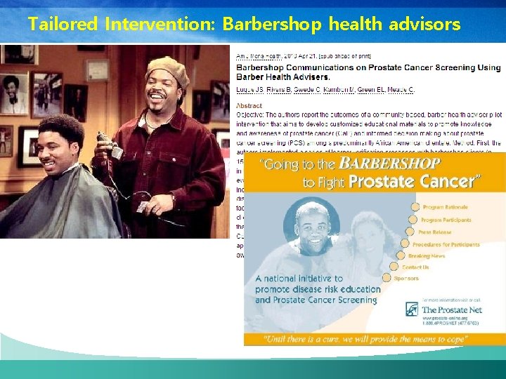 Tailored Intervention: Barbershop health advisors 