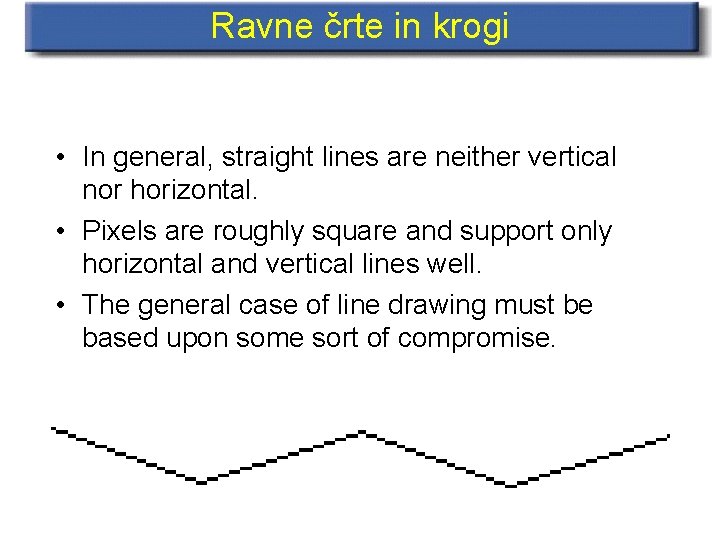 Ravne črte in krogi • In general, straight lines are neither vertical nor horizontal.