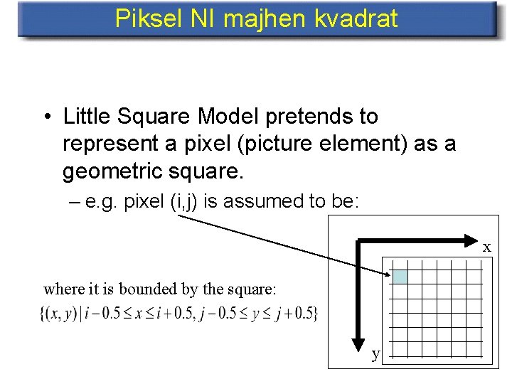 Piksel NI majhen kvadrat • Little Square Model pretends to represent a pixel (picture