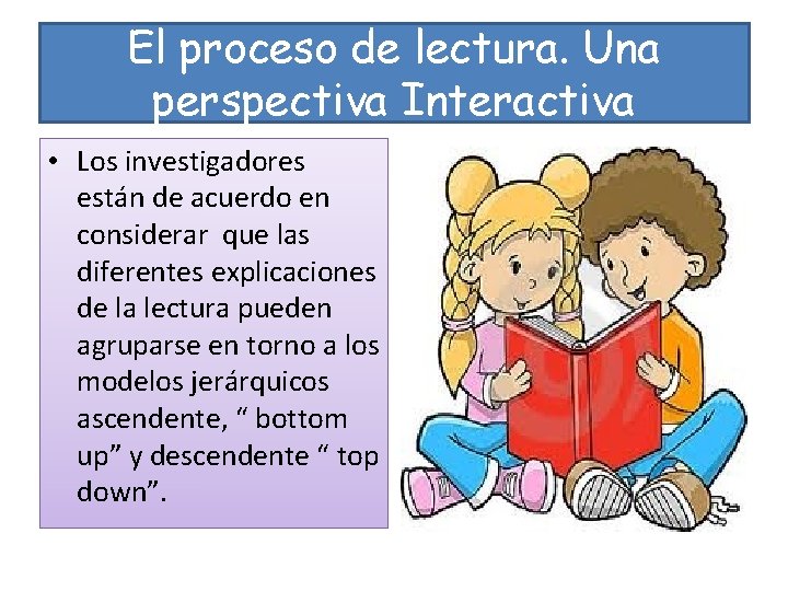 El proceso de lectura. Una perspectiva Interactiva • Los investigadores están de acuerdo en