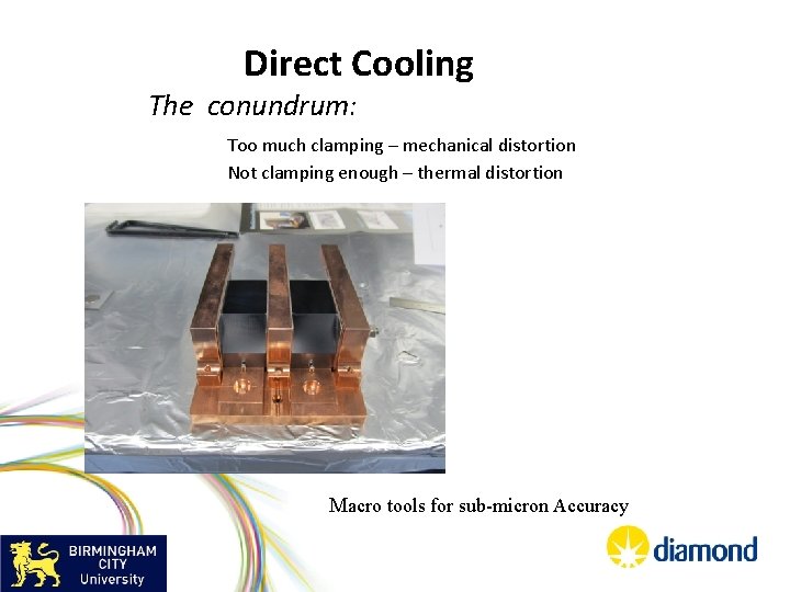 Direct Cooling The conundrum: Too much clamping – mechanical distortion Not clamping enough –