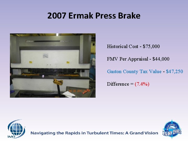 2007 Ermak Press Brake Historical Cost - $75, 000 FMV Per Appraisal - $44,