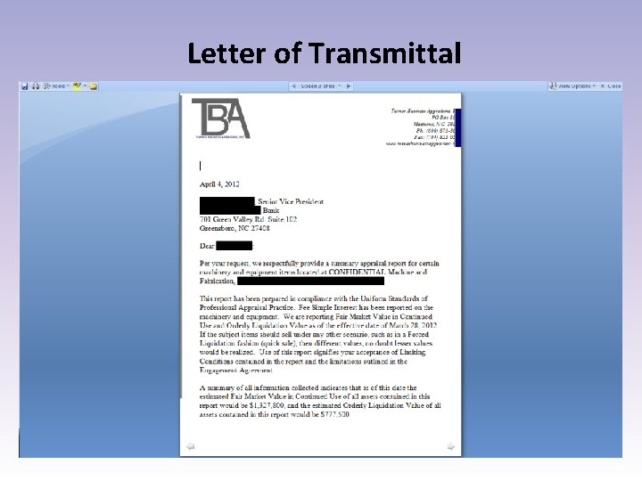 Letter of Transmittal 