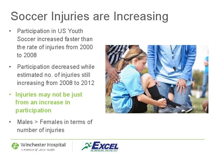 Soccer Injuries are Increasing • Participation in US Youth Soccer increased faster than the