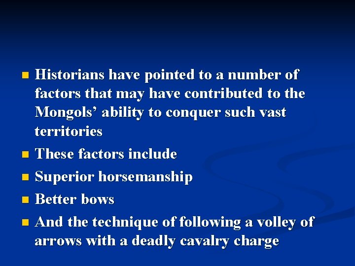 Historians have pointed to a number of factors that may have contributed to the Historians have pointed to a number of factors that may have contributed to the
