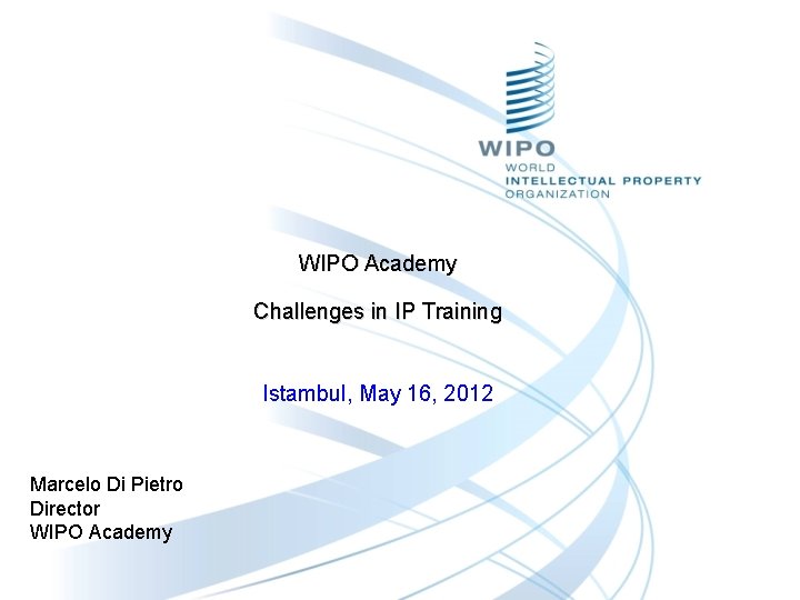 WIPO Academy Challenges in IP Training Istambul, May 16, 2012 Marcelo Di Pietro Director