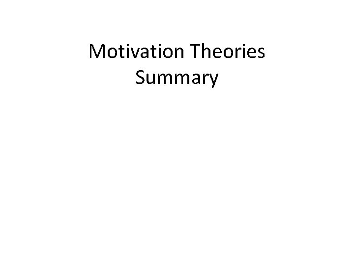 Motivation Theories Summary 