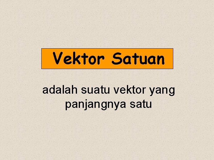 Vektor Satuan adalah suatu vektor yang panjangnya satu 