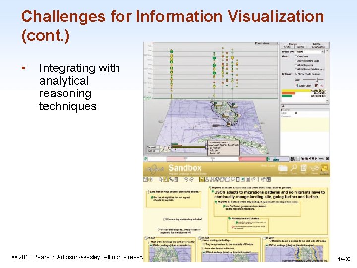 Challenges for Information Visualization (cont. ) • Integrating with analytical reasoning techniques 1 -33 Challenges for Information Visualization (cont. ) • Integrating with analytical reasoning techniques 1 -33