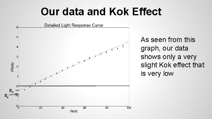 Our data and Kok Effect As seen from this graph, our data shows only