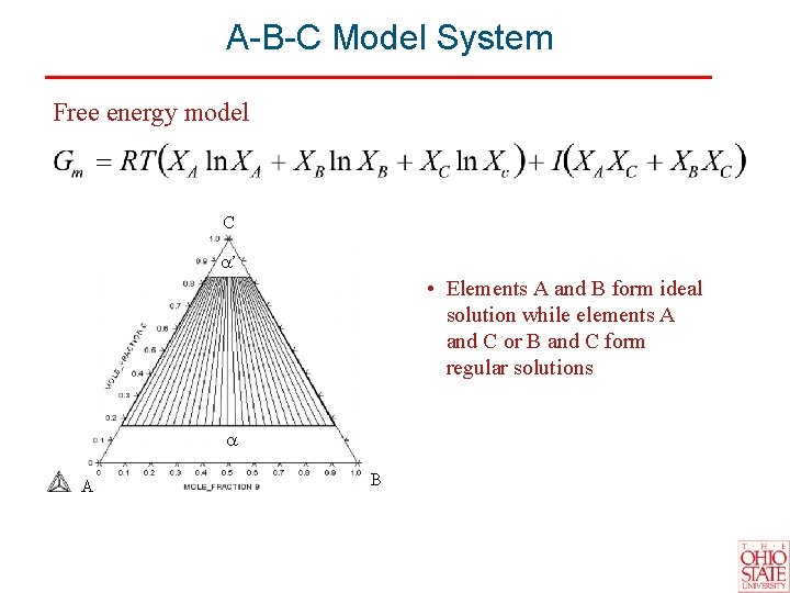 A-B-C Model System Free energy model C a’ • Elements A and B form