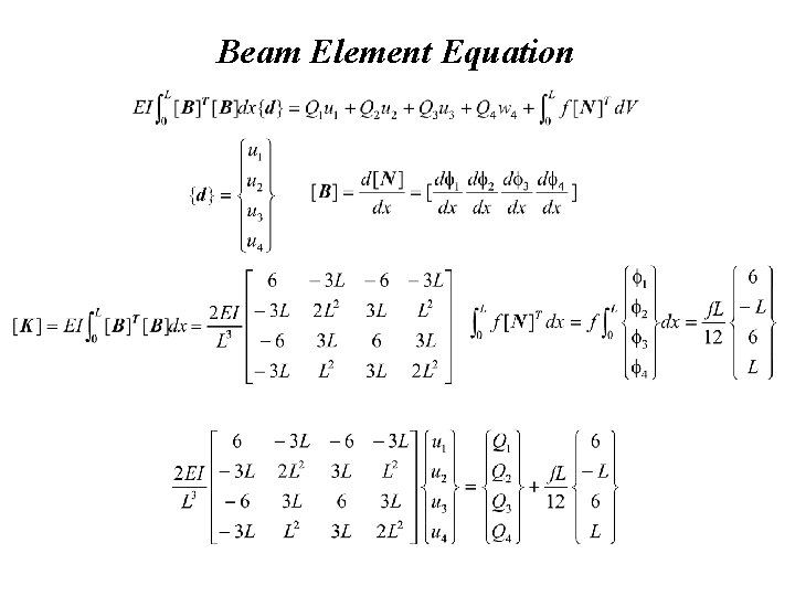 Beam Element Equation Beam Element Equation