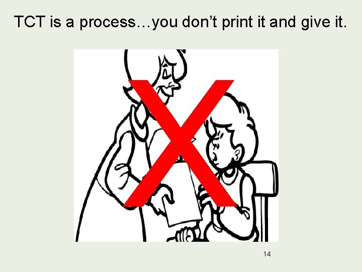 TCT is a process…you don’t print it and give it. X 14 