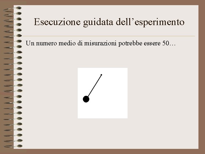 Esecuzione guidata dell’esperimento Un numero medio di misurazioni potrebbe essere 50… 