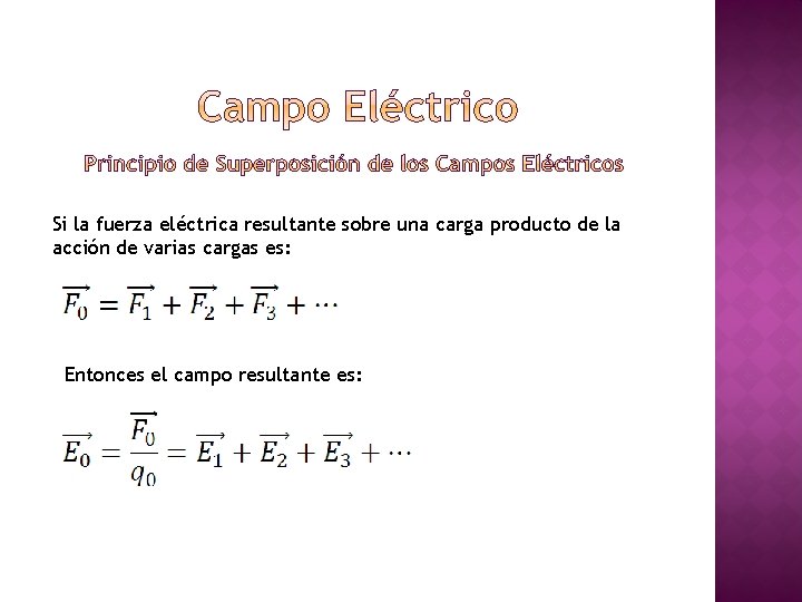 Si la fuerza eléctrica resultante sobre una carga producto de la acción de varias