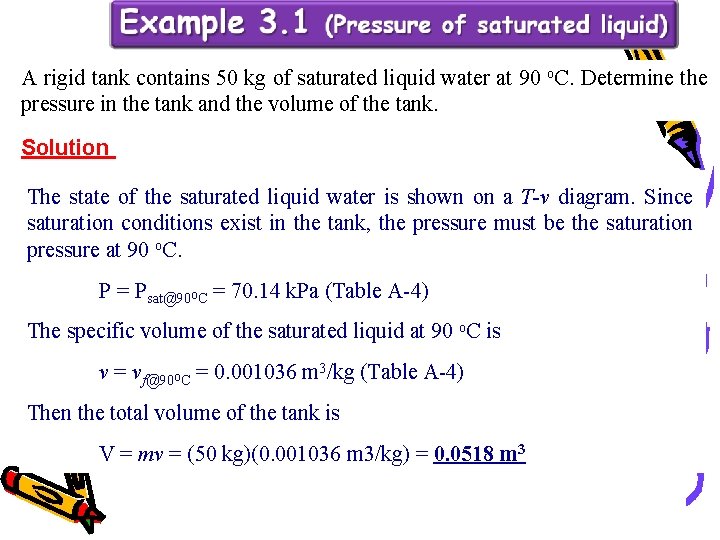 A rigid tank contains 50 kg of saturated liquid water at 90 o. C.